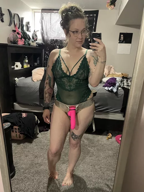 Quick up. Sometimes I strap up just to get myself turned on enough to masturbate. Todayโs one of those days.