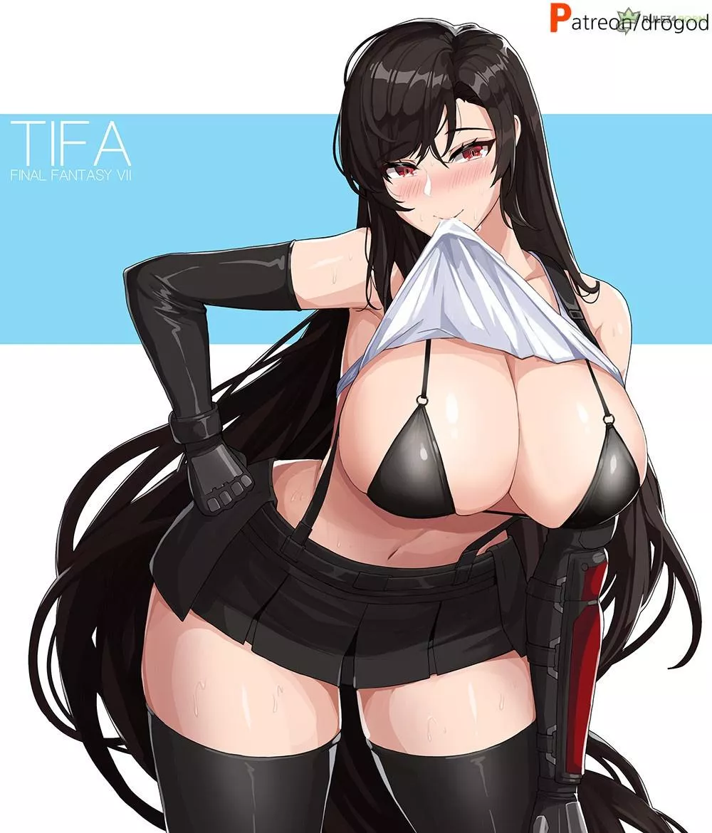 Rule 34 - bikini black bikini black bra black hair blush bra breasts [Final Fantasy, Final Fantasy Vii]