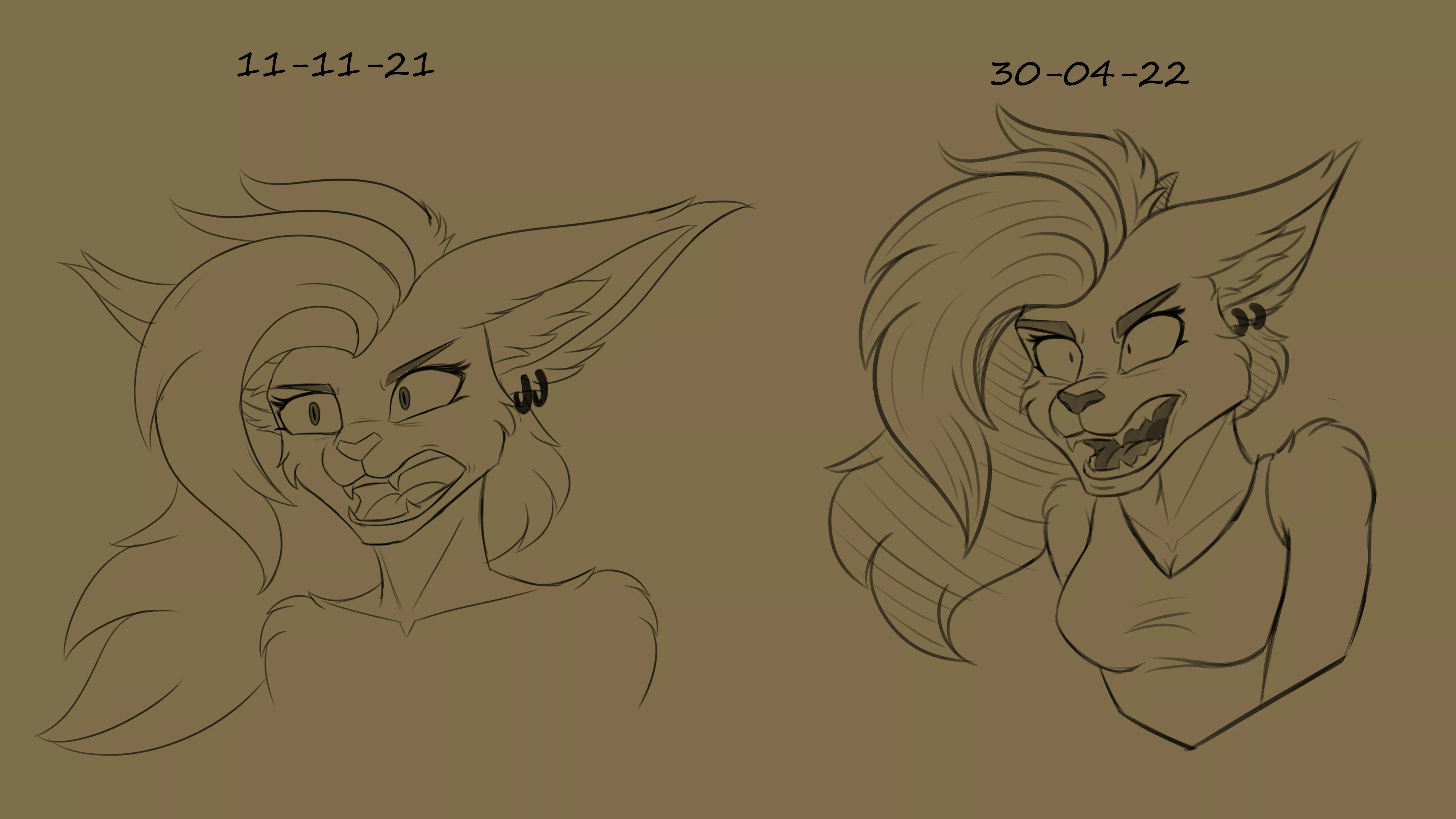 Same character, same expression, a few months apart. I guess I'm learning after all :3