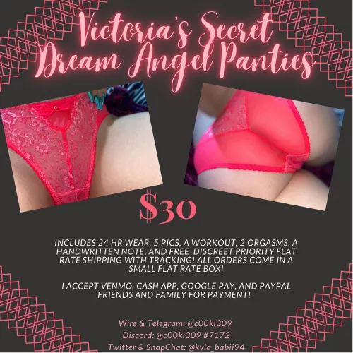 [selling] these are on me right now, getting soaking wet and creamy! Tracking included with discreet shipping! $30 for one pair or $45 for two! [pty][sext][gfe][pic][vid]