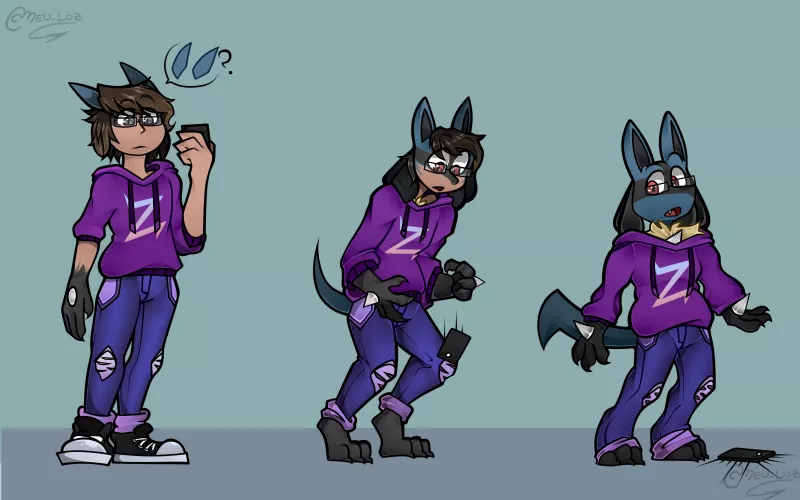 (SFW) M Human to M Lucario by my good friend @Meu_Loz