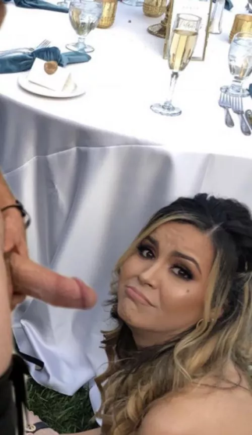 She didn’t want to suck me off at the wedding table. But I made her do it. Should I post the video