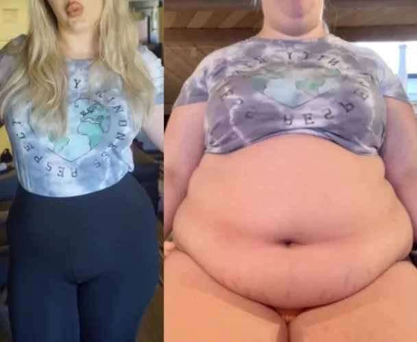 She used to be able to fully tuck this shirt in 😅 I think her appetite won this round.