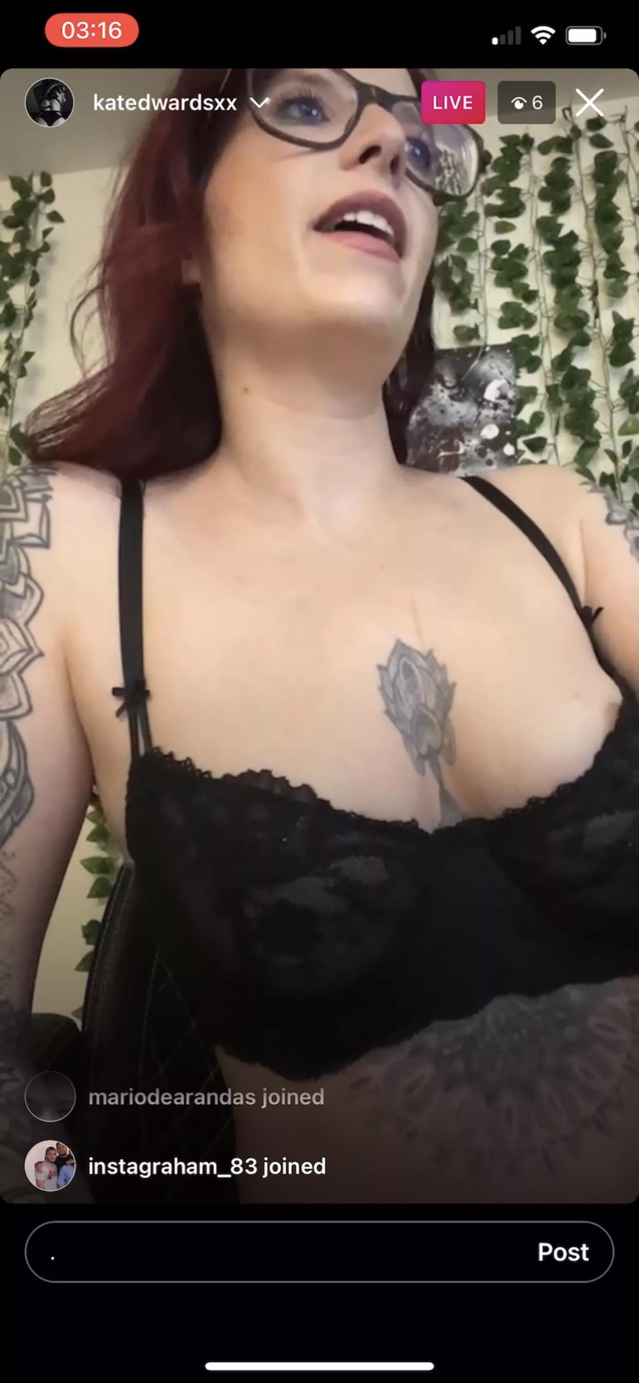 She’s live now on IG live nip slip happening