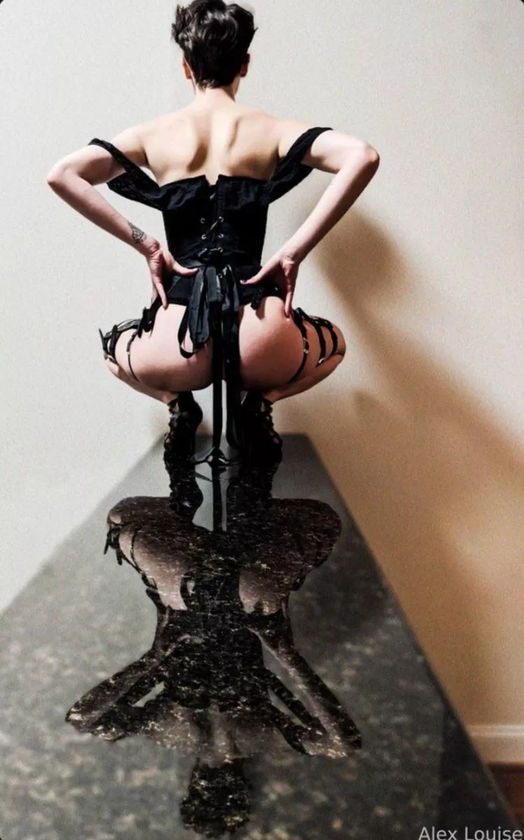 short hair, long heels, no jacket