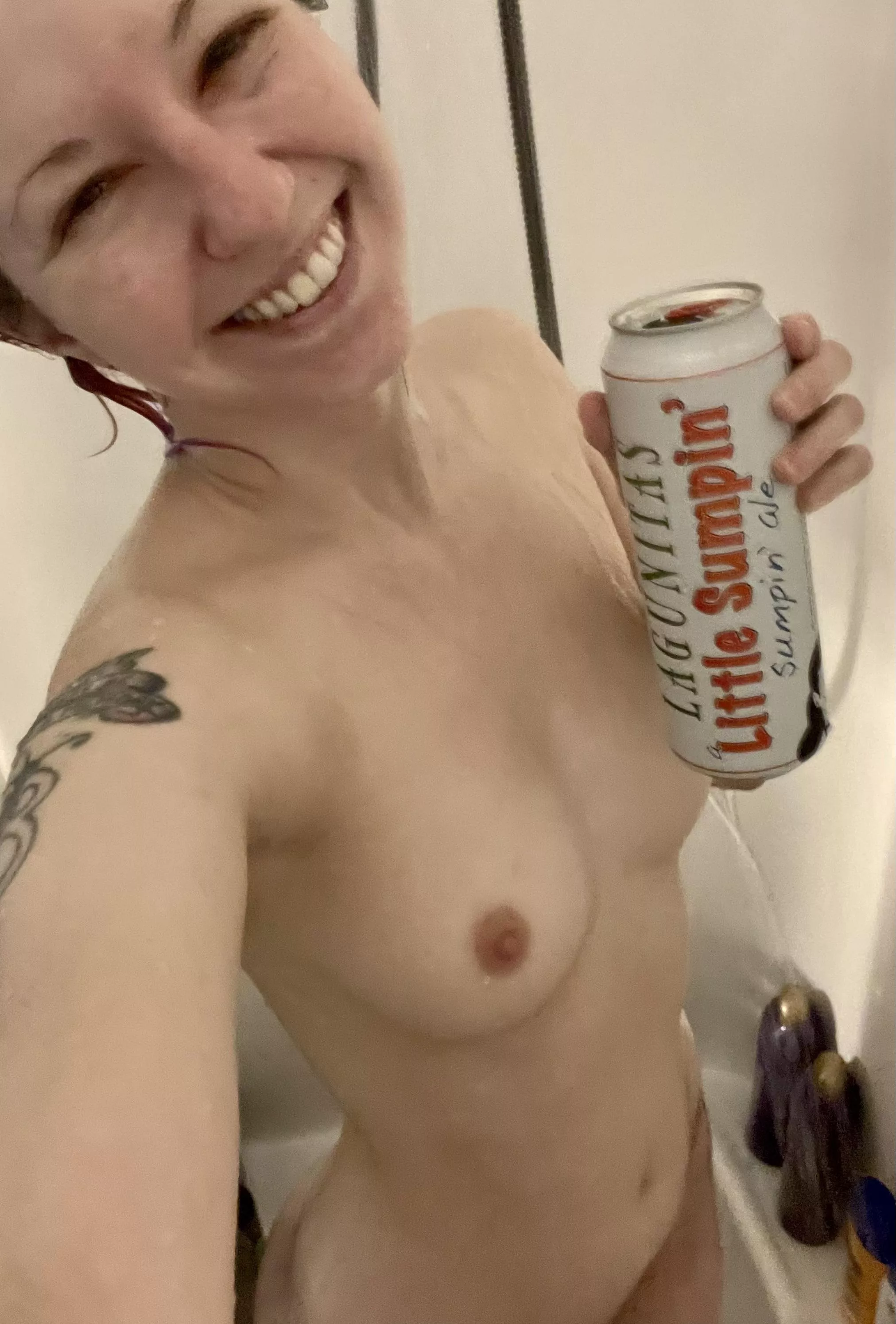 Shower+beer=happiness 🤤