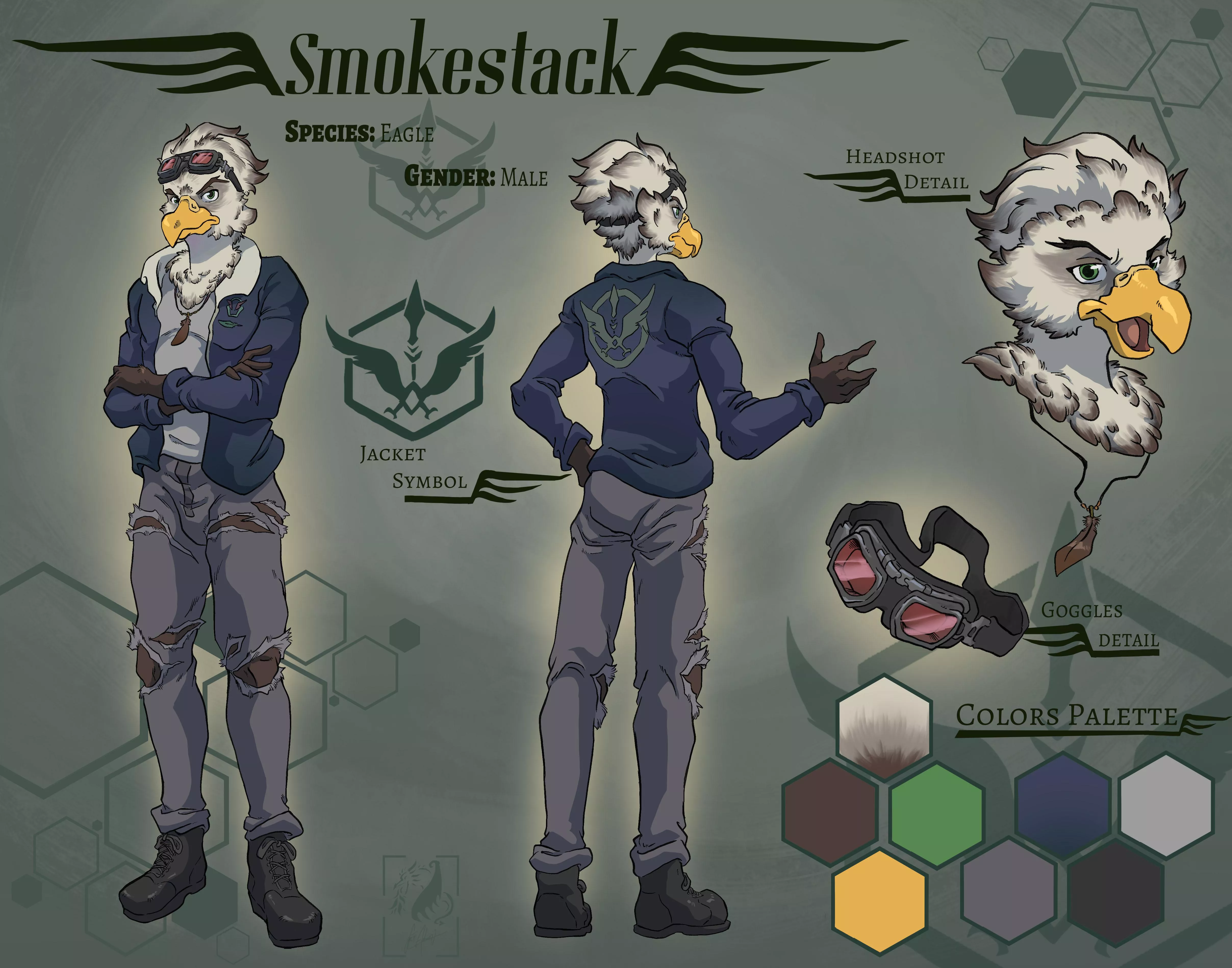 Smokestack reference sheet commission ~ Hey avians, who else love an eagle? ^^