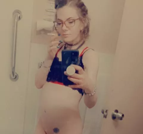 sneaking a smoke in the bathroom😉