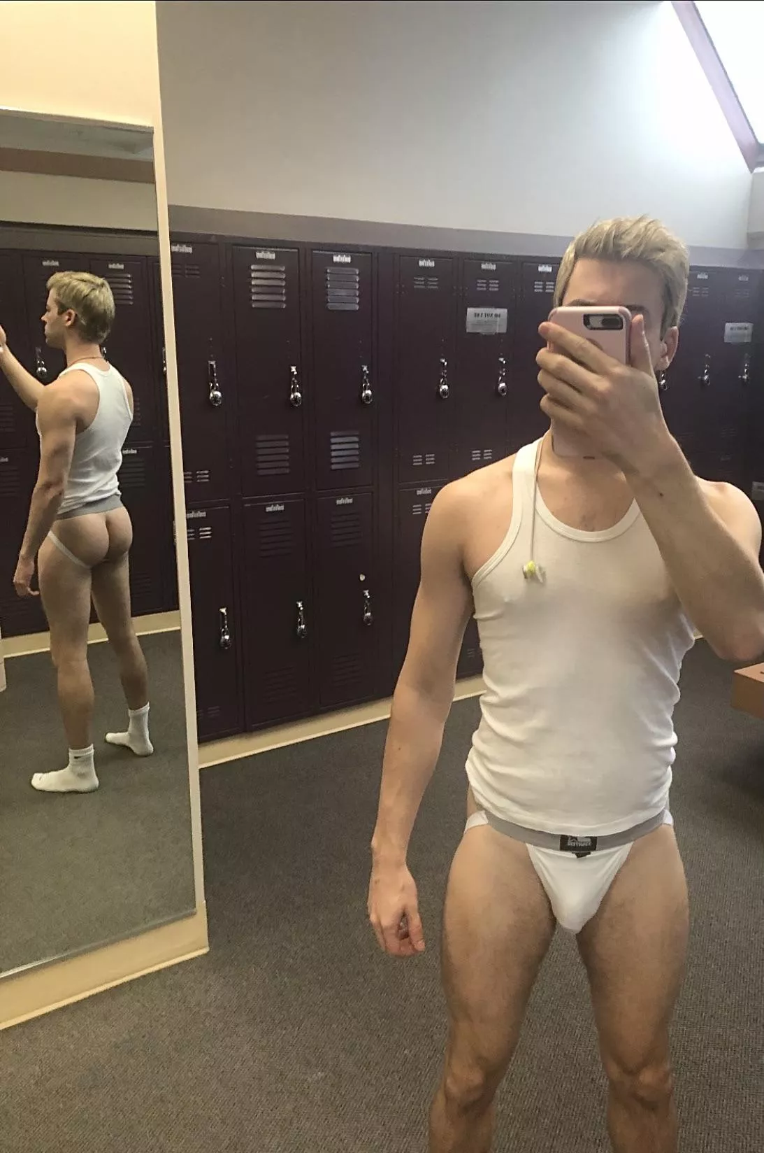 Sneaking in jockstrap selfie at the gym…