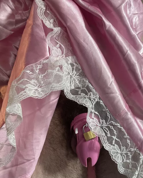 So little did I know my wife brought me a pink cage to match my pink maid outfit. Actually like it a lot