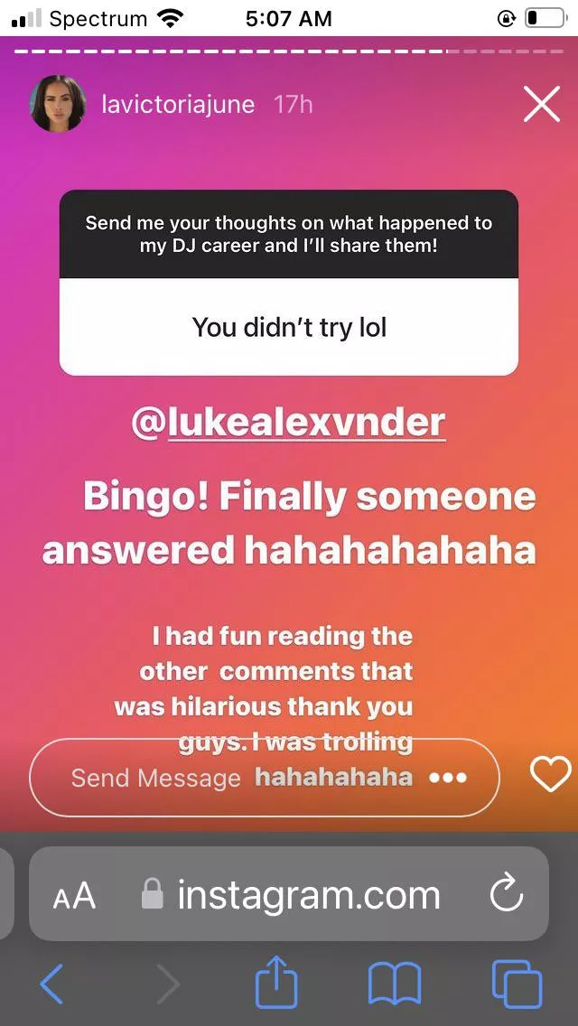 So she did or didn’t try to dj? Honestly?