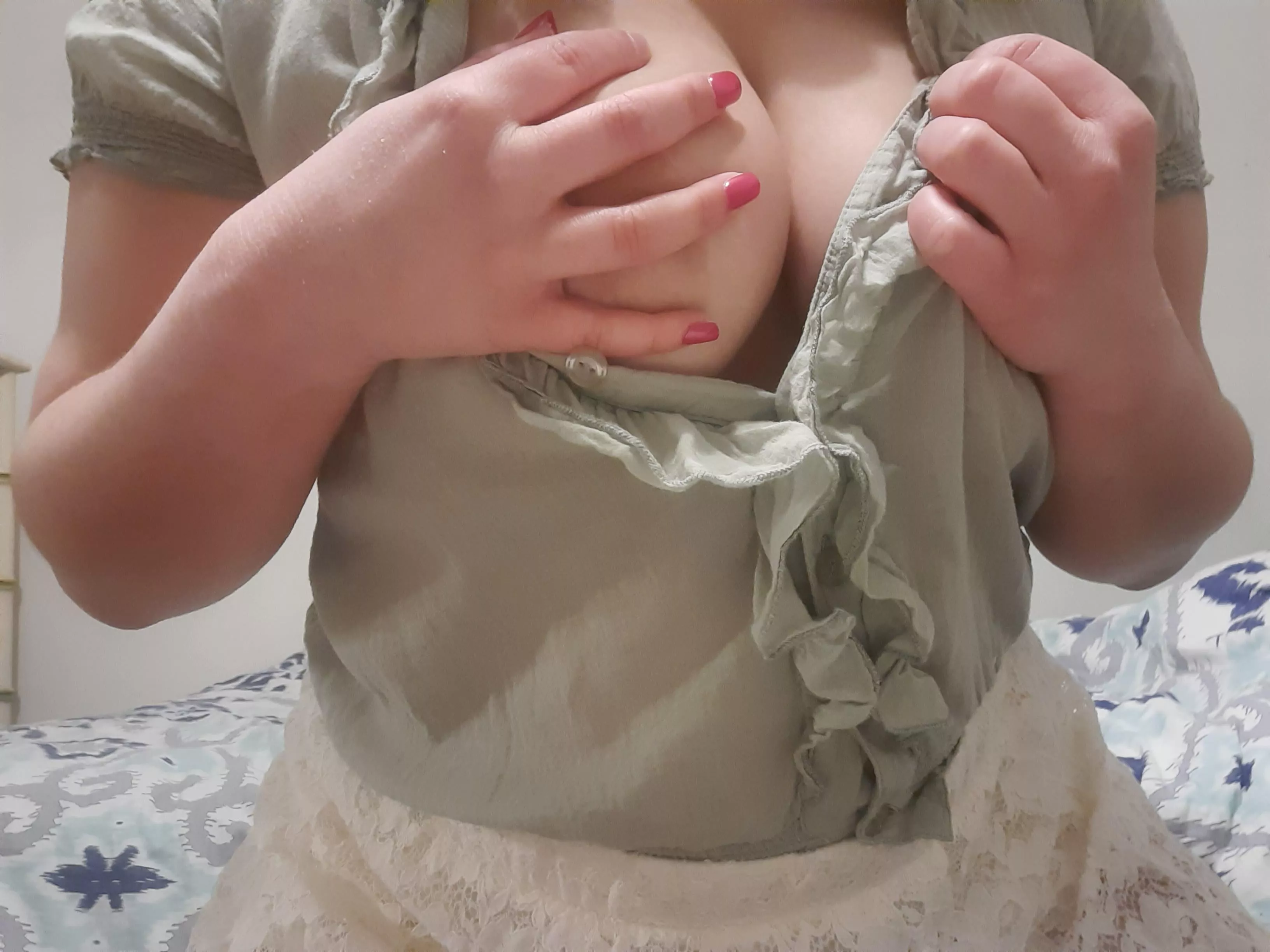 Sometimes my buttons pop open. Care to help me fix my blouse?