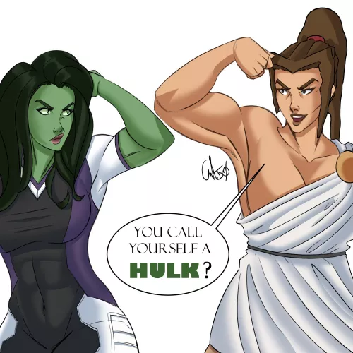 Spartan Vs. She-“Hulk” (fiftycalvinart) [Warrior Historia]