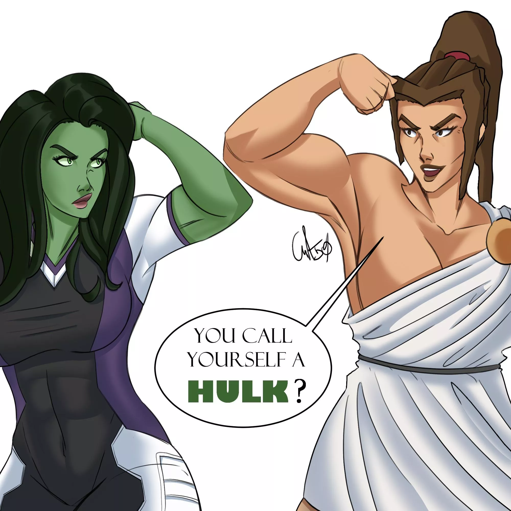 Spartan Vs. She-“Hulk” (fiftycalvinart) [Warrior Historia]