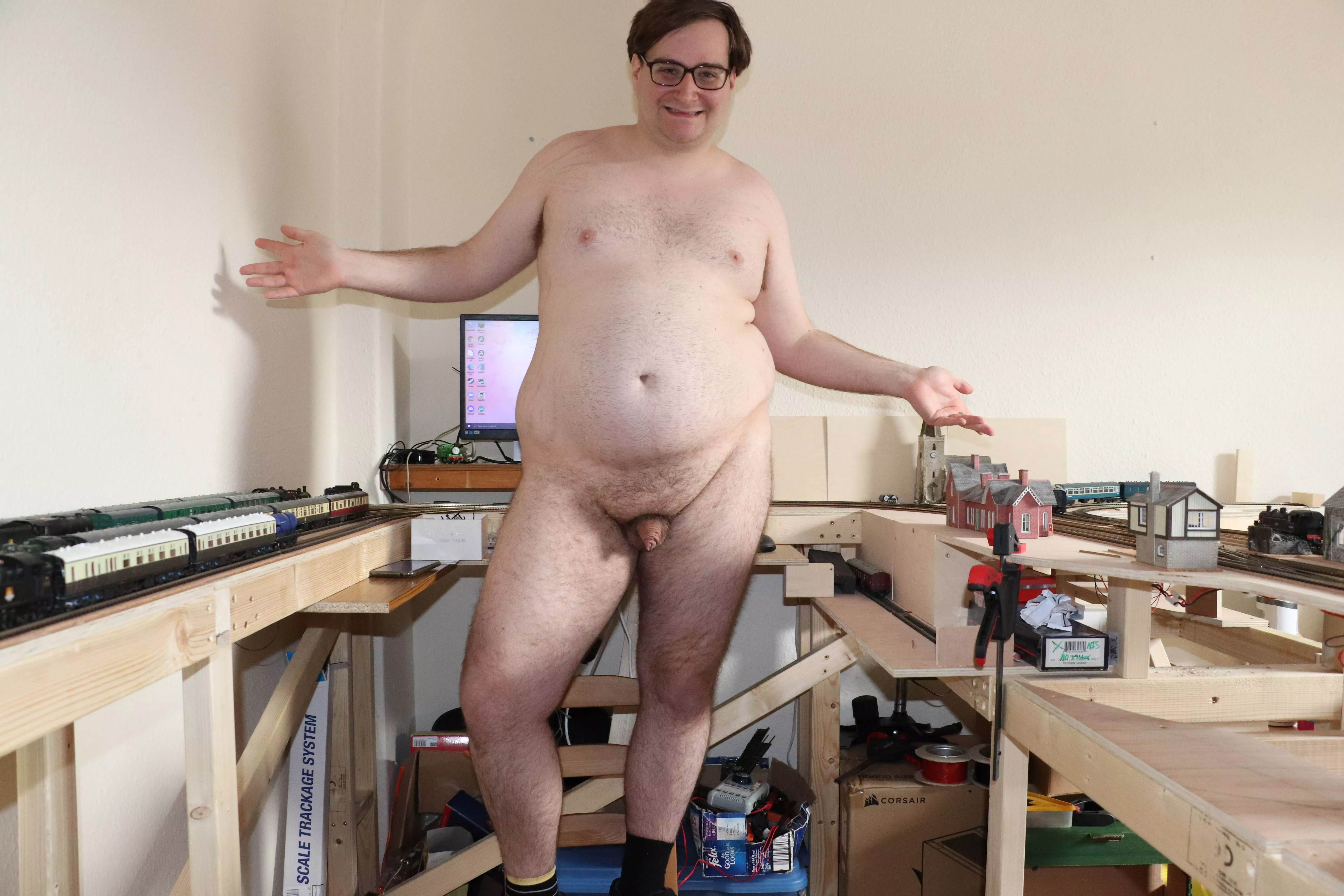 Standing over my newly built, work in progress 00 scale empire. Well one of them anyway, I have another in the front room XD