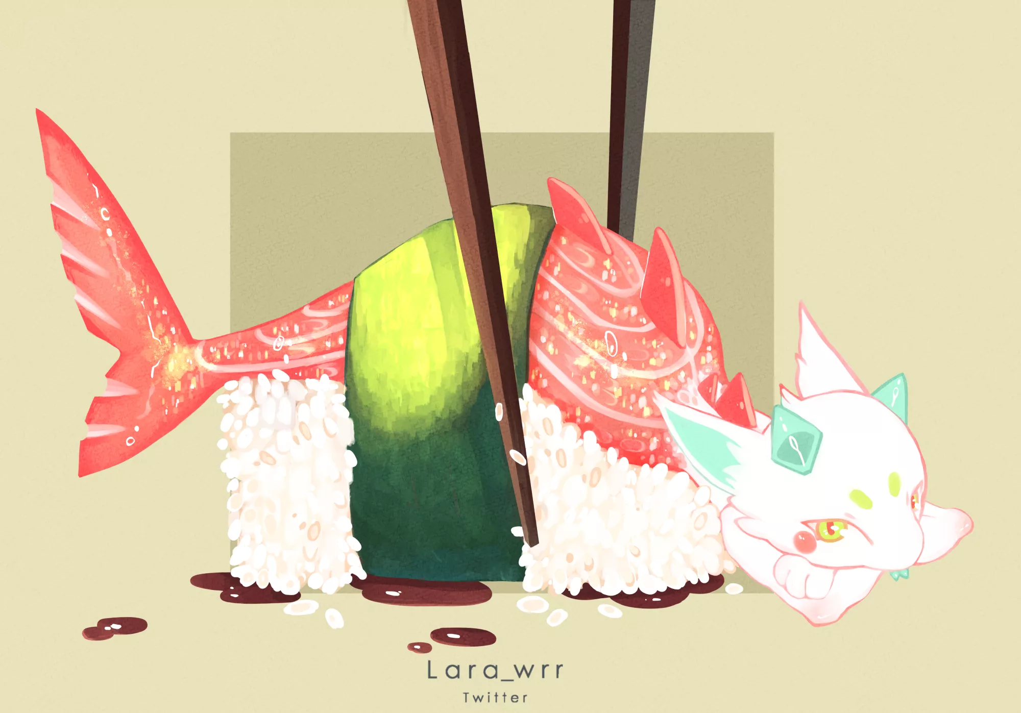 Sushi 🍣 🌱 [Art by me, Lara_wrr on 🐦]