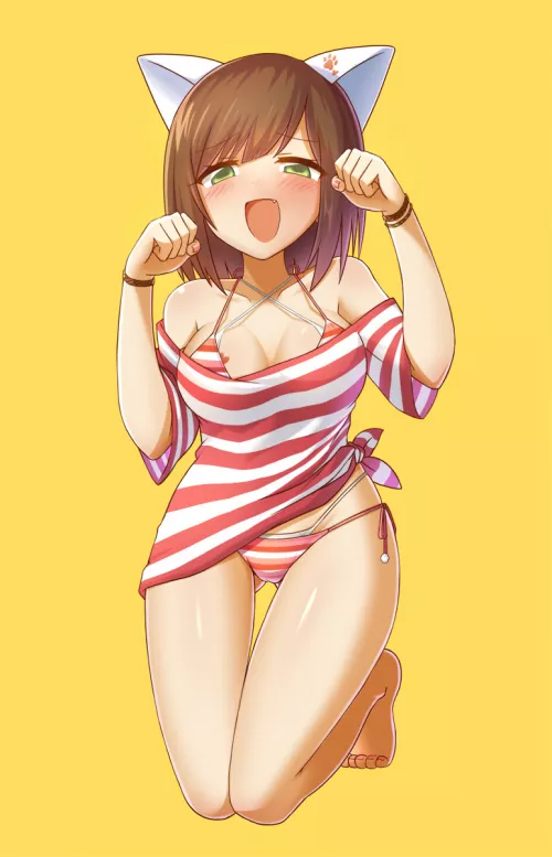 Swimsuit and cat ears [Idolmaster: Cinderella Girls]