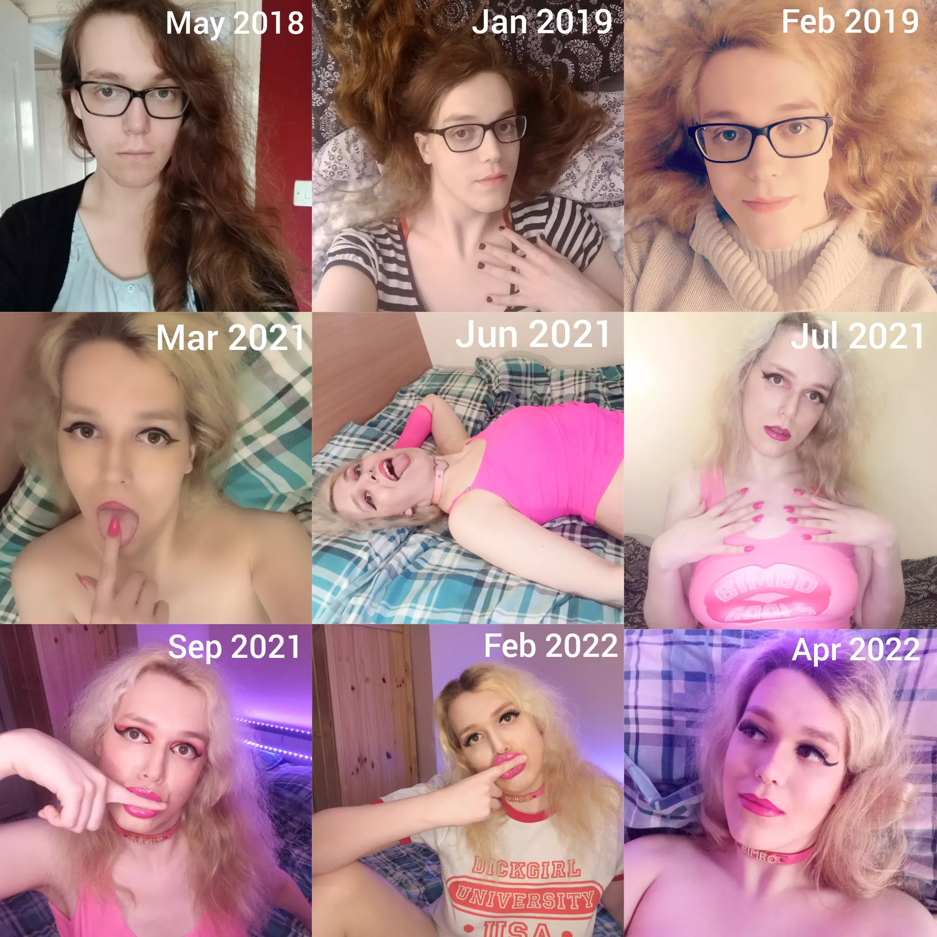 [T] My bimbofication so far 💖 It's amazing to see how far I've come already!