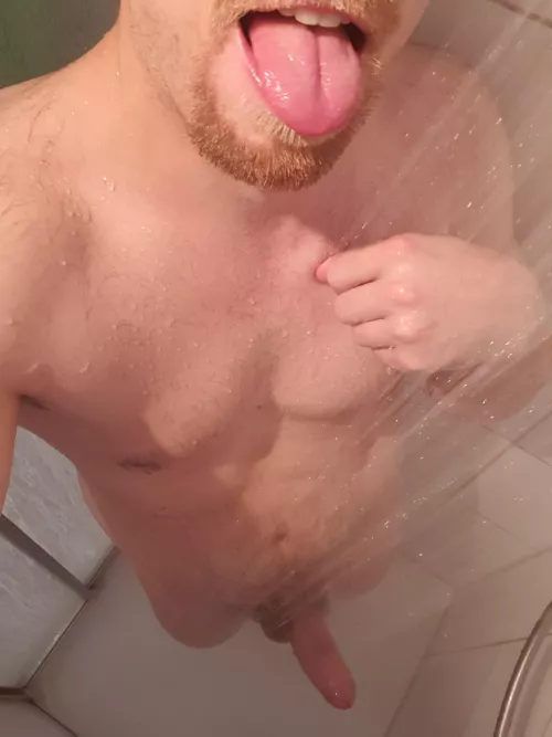 taking a shower for u. woof