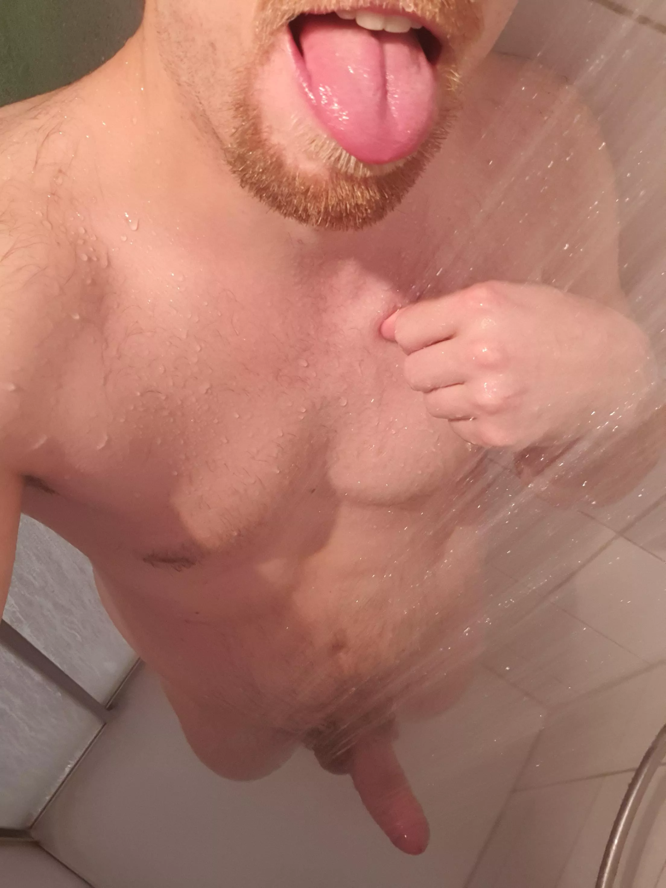 taking a shower for u. woof