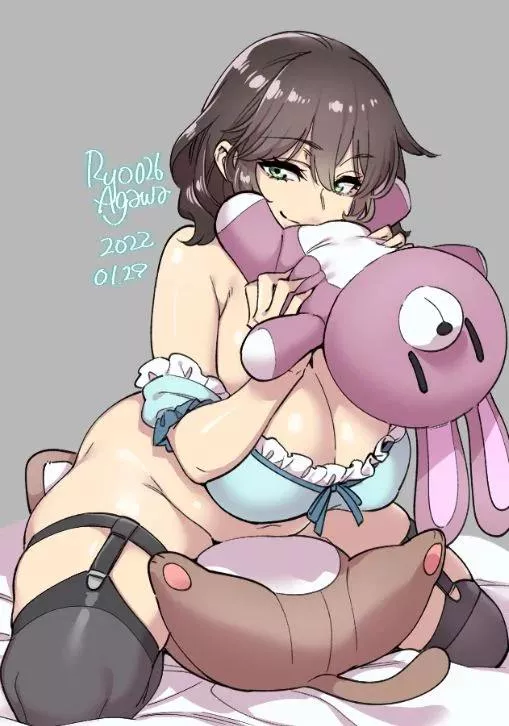 Tell me, baby boy, which plushie's place would you like to take?~ (Art by Ryo Agawa)