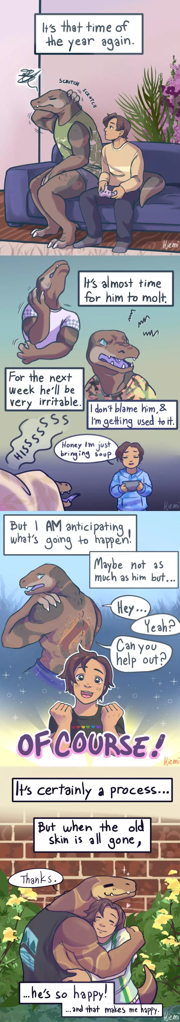 The struggles of having a lizard boyfriend - Artist: ‪@Hjemi_Art‬ (Twitter)