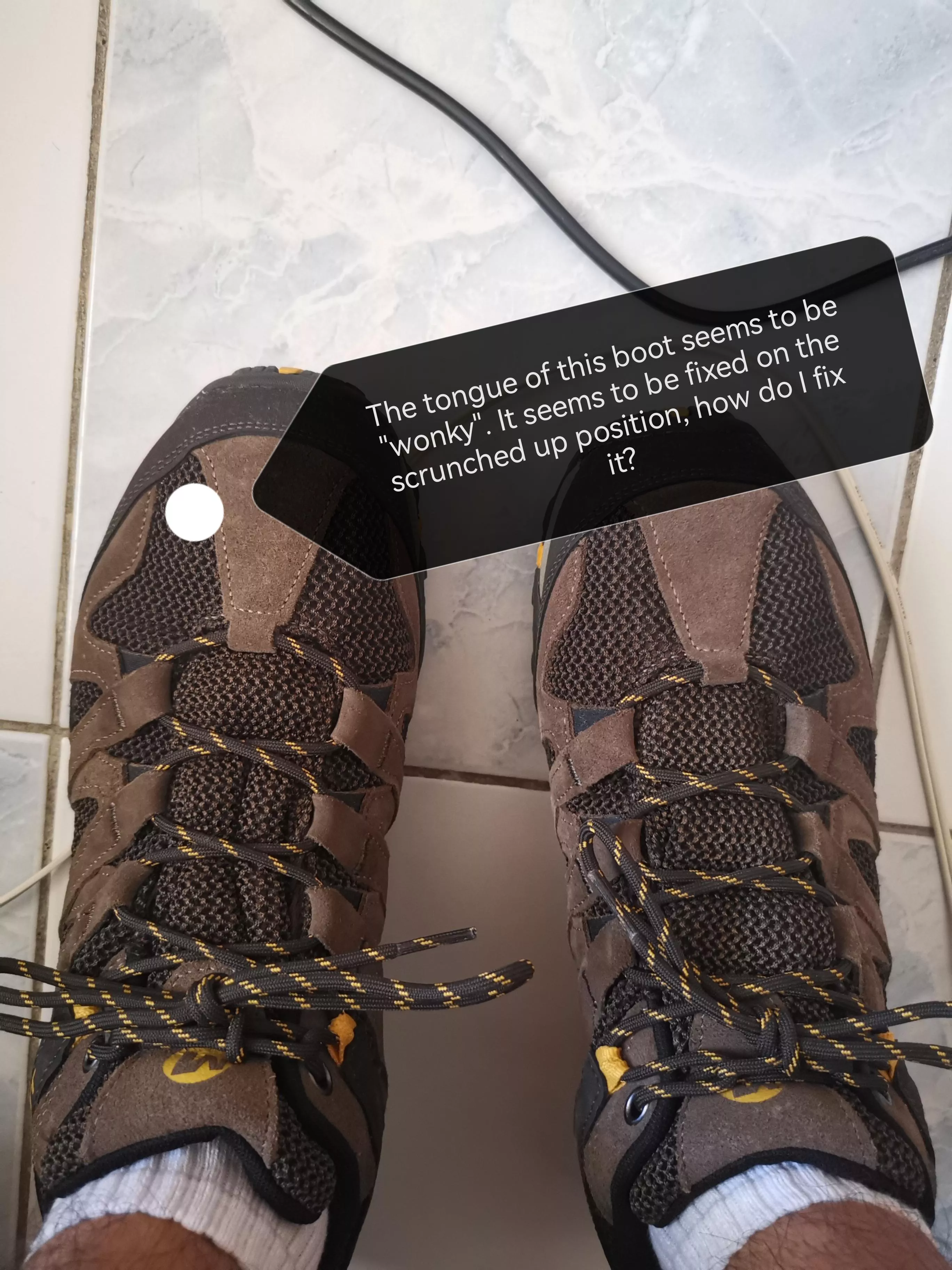 The tongue of my boot bunches up (see image)