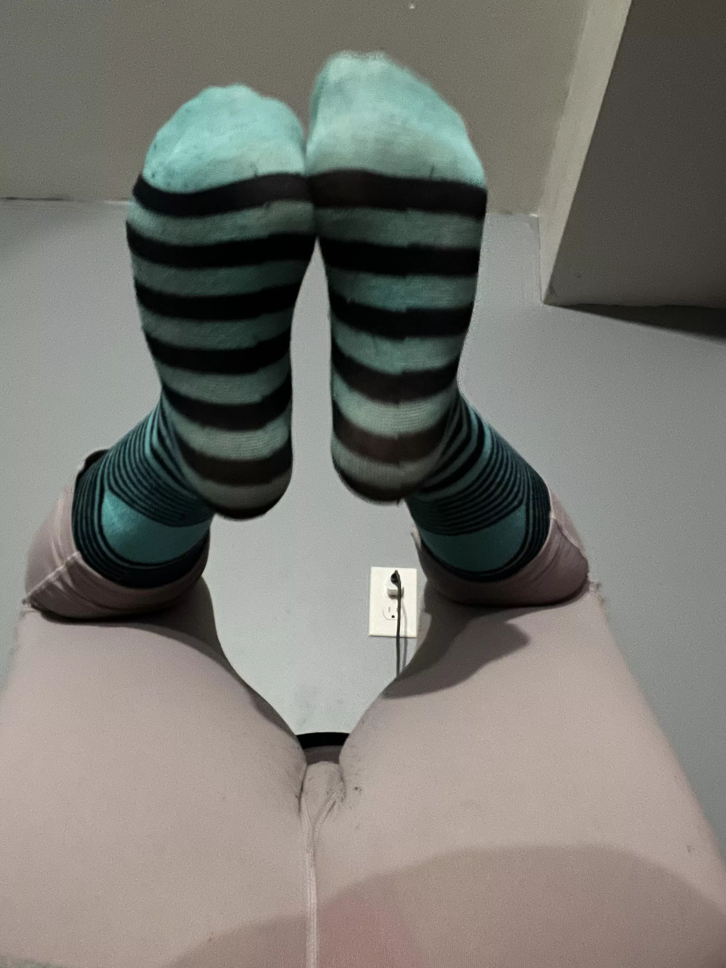 These are men socks I forced into long socks bc i like the colors /.\