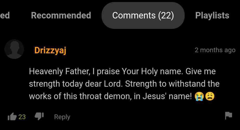 Throat demon got him praising Jesus!