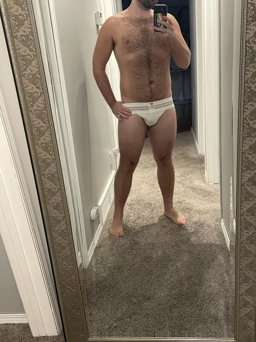 Trying on new undies