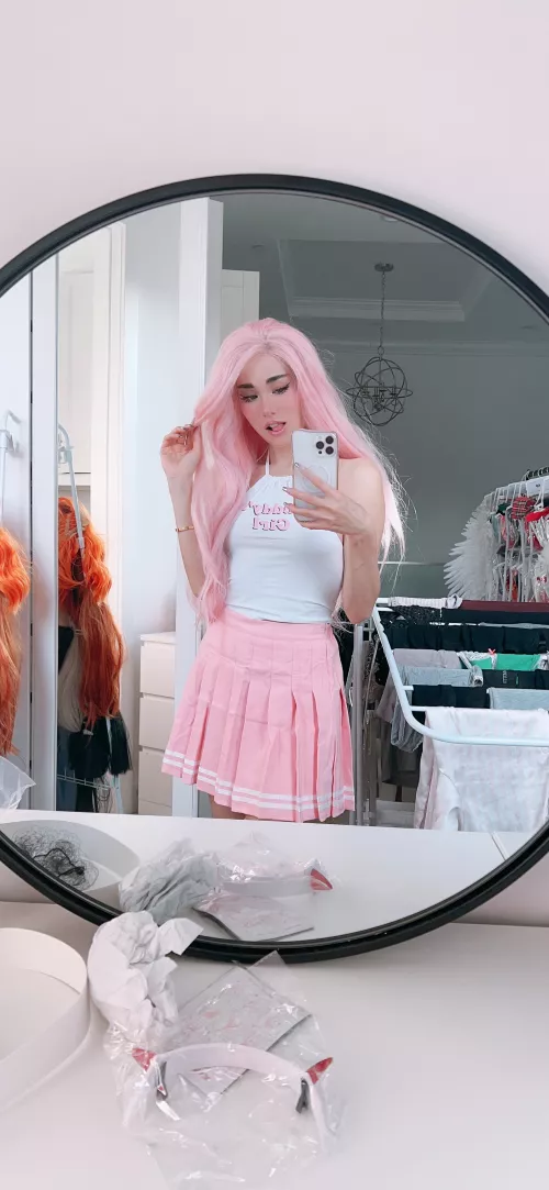 uwu? found my pink wig, any boys wanna help me sort my other cosplays?