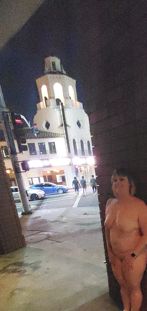 Walking around downtown completely naked! I try to hide behind walls and columns when I get scared!