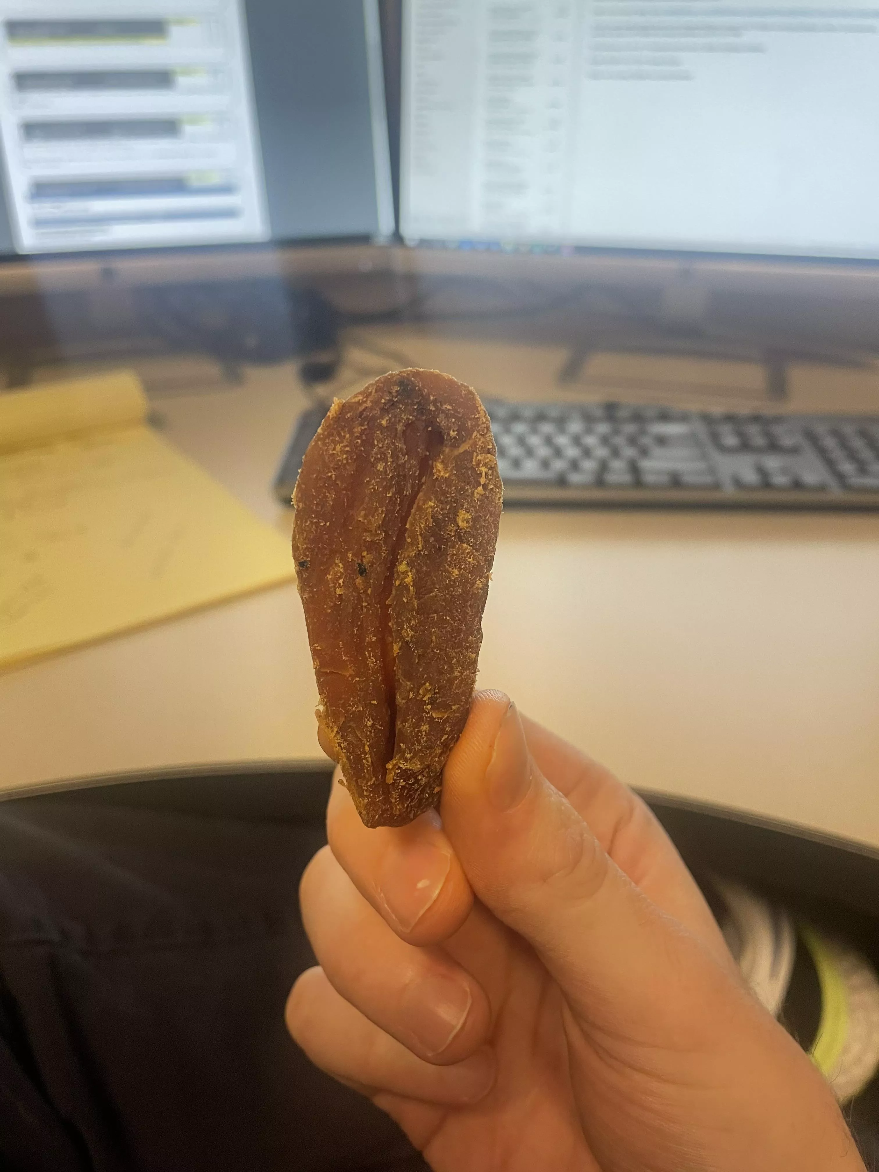 Was eating some beef jerky at my desk when i noticed this…