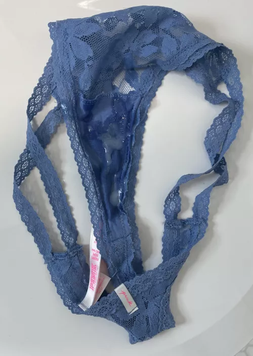 Was fingering her through these till the crotch was soaked then asked her to take them off so i could add some of my own juices.