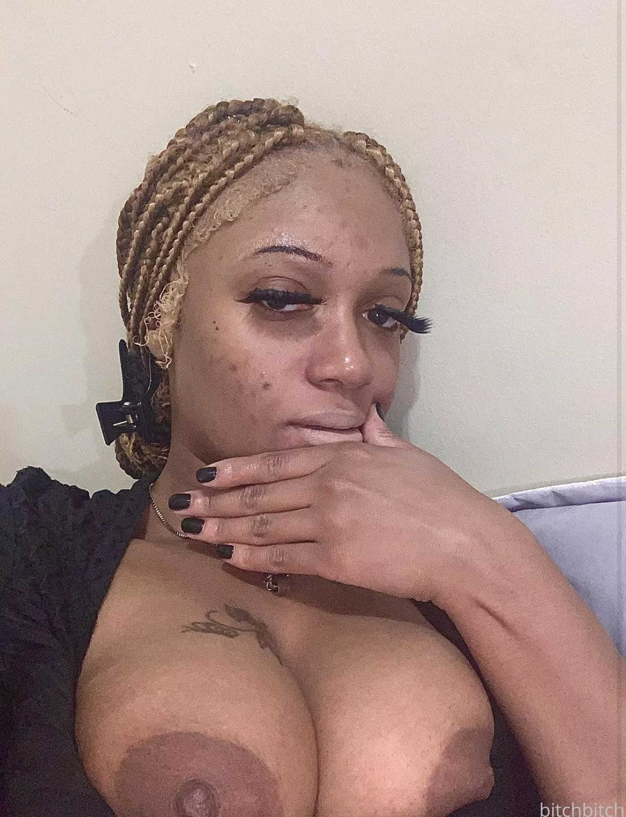 was just told to post with no makeup and my saggy tits out so all white men see how much of a no limits trashy n****** mom I am 🤷🏽‍♀️ I know I don’t deserve sympathy 🥰 WICKR// FineAssSub