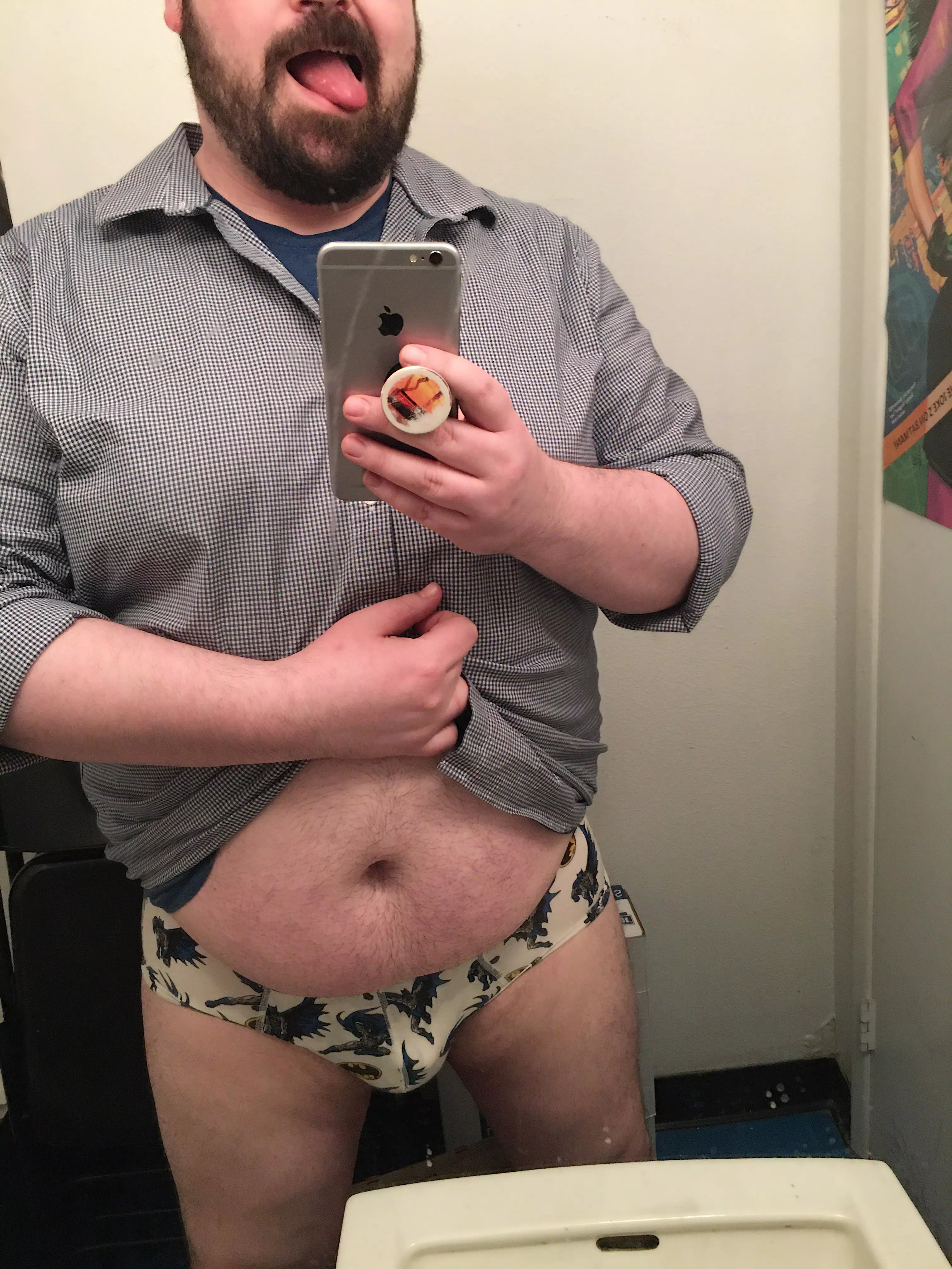 Wearing a new pair at work and I keep getting hard…