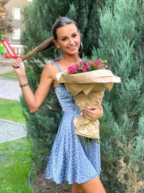 What is suits me better : those flowers or ponytail?