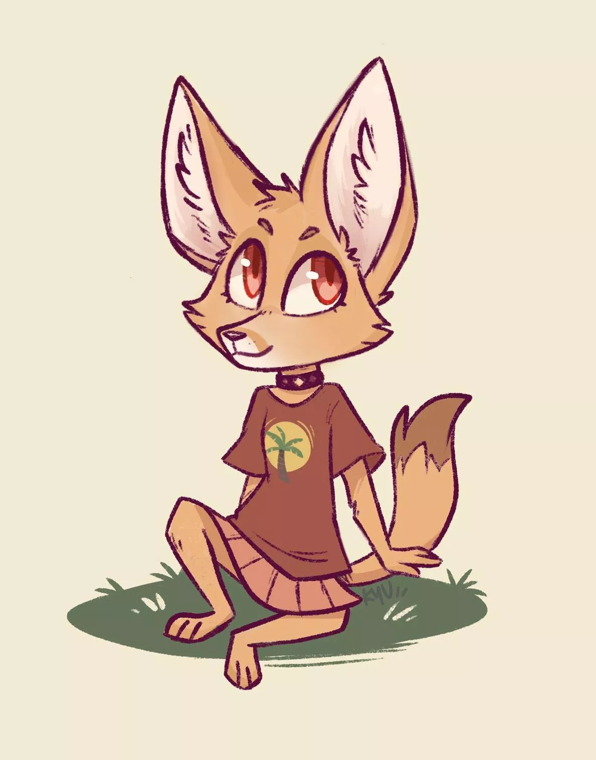 Whatcha doing? Name suggestions welcome for fennec fox gal! [art by me @kazunekomori on twitter]
