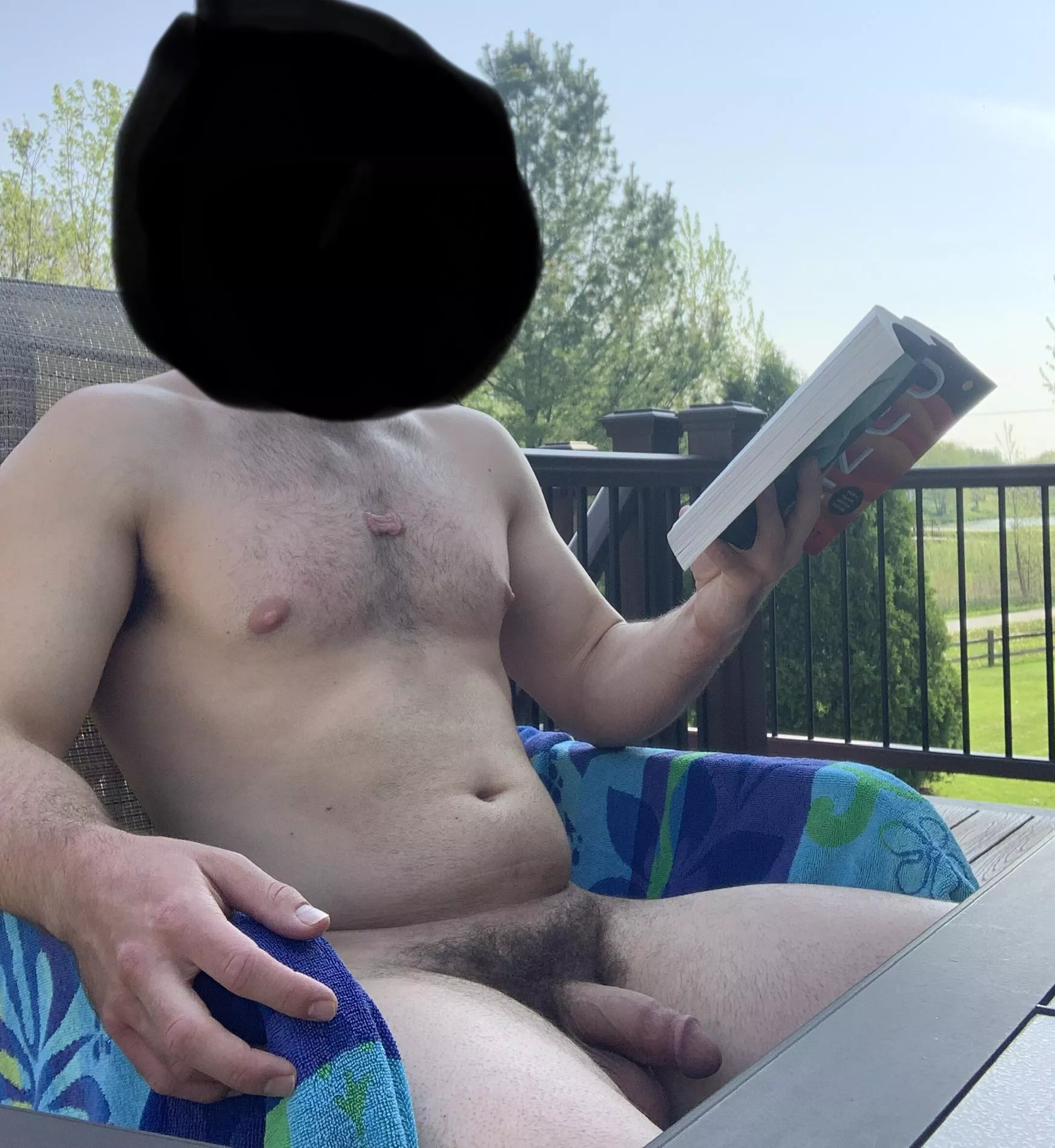 When it’s this hot, no real reason not to go bare. Love to read outside in the summer heat!