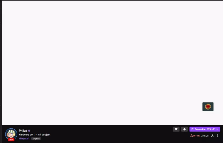 white screen? it seems to be a twitch prime issue. i can enable visible and not visible with a prime loot reminder extension but this channel does not have it. help?