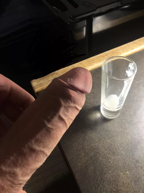 Who wants to see me save up a shot glass of cum and drink it? 😏
