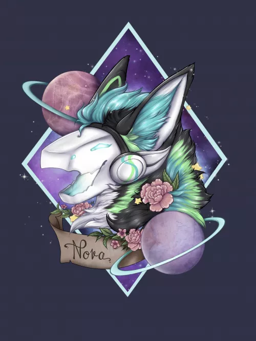 Wonderful art of my protogen, Nova! Art by @luckycat_creations on insta!