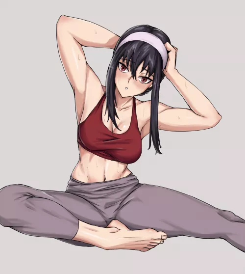 Yor Forger doing yoga at the gym (shadertoons) [SPY×FAMILY]