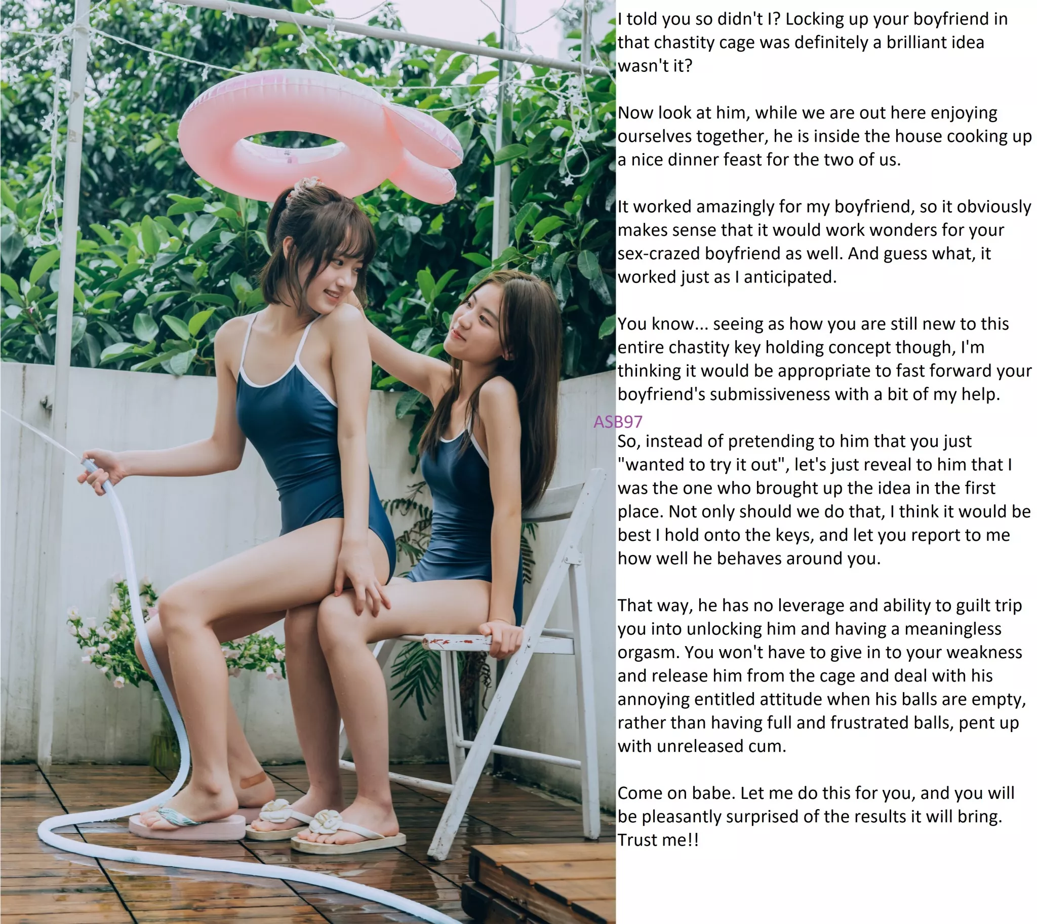 Your girlfriend has a great teacher in the art of keyholding