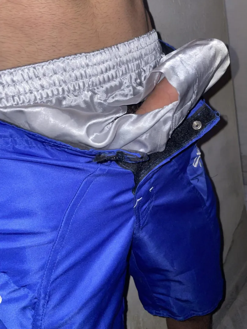 [26] Love tenting in bball shorts and boxers let’s bust in a pair (these are silky boxers MODS stop removing my posts)