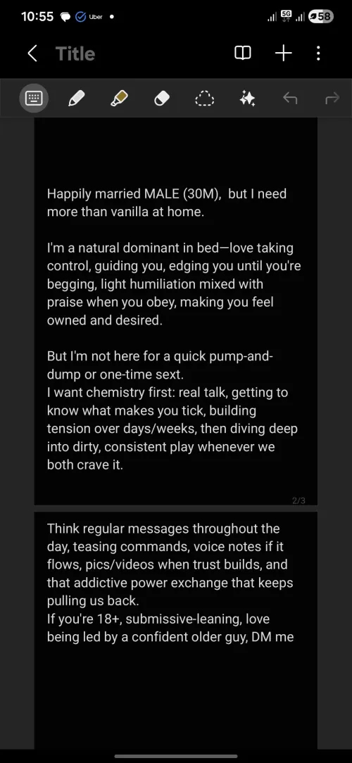 30 [M4F] [m]arried Dom– LF connection with a slut