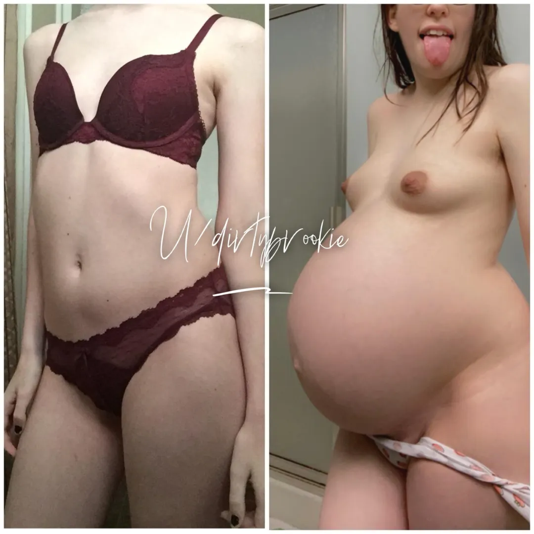 39 weeks. I love how big I grew. I love being bred.