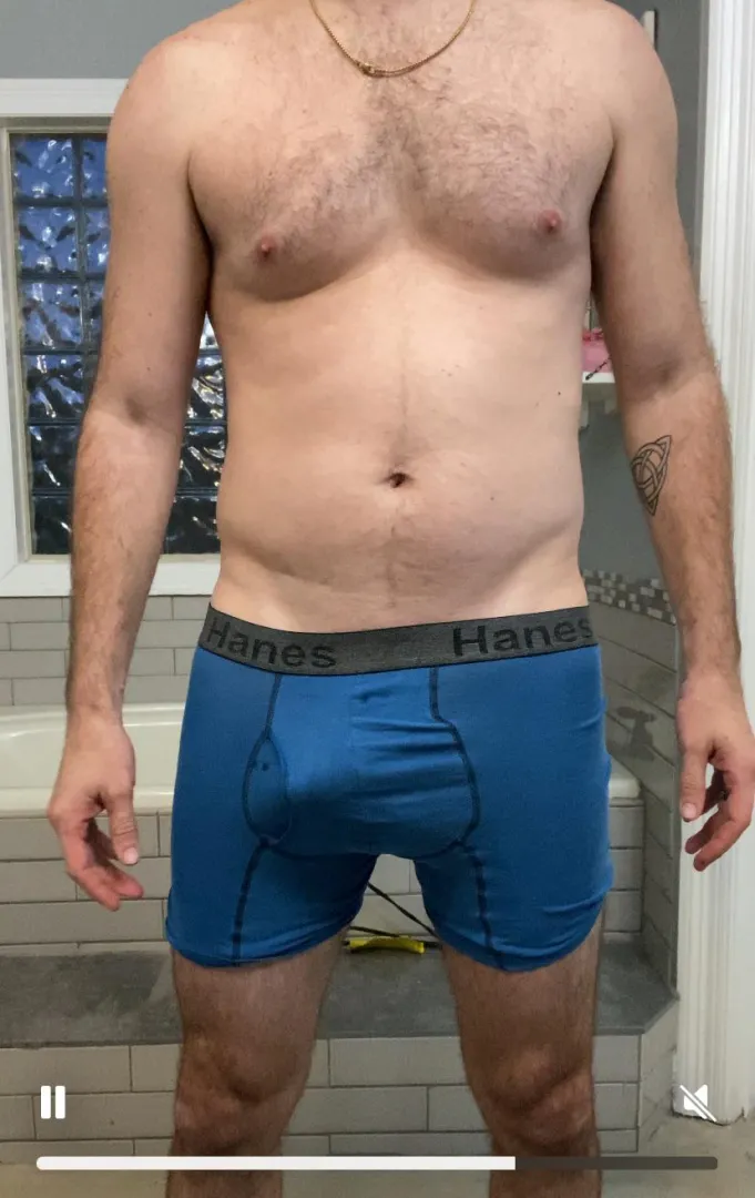 (43) Just finished mowing and it started pouring rain - about to get into the shower