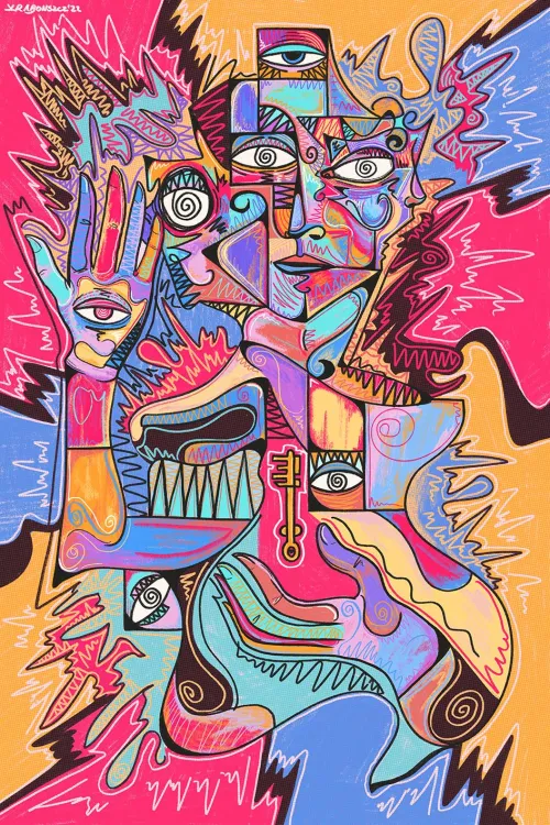 A few years ago I took 2g's of Golden Teachers. Later I drew what I felt - this is my visualization of my trip.