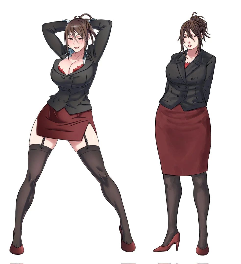 A mixup with the office's new VR work system left my mind installed in our boss' body. I unplugged her before she could download into mine, and look how much hotter I've made her! I wonder if she can see me through the webcam